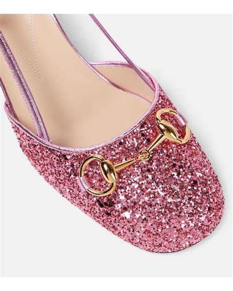 gucci lady horsebit glitter slingback pumps|gucci slingback.